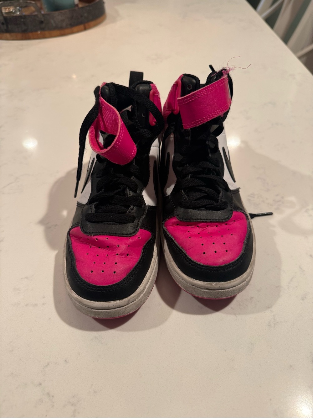 Nike Kids Black and Hot Pink High-Top Sneakers